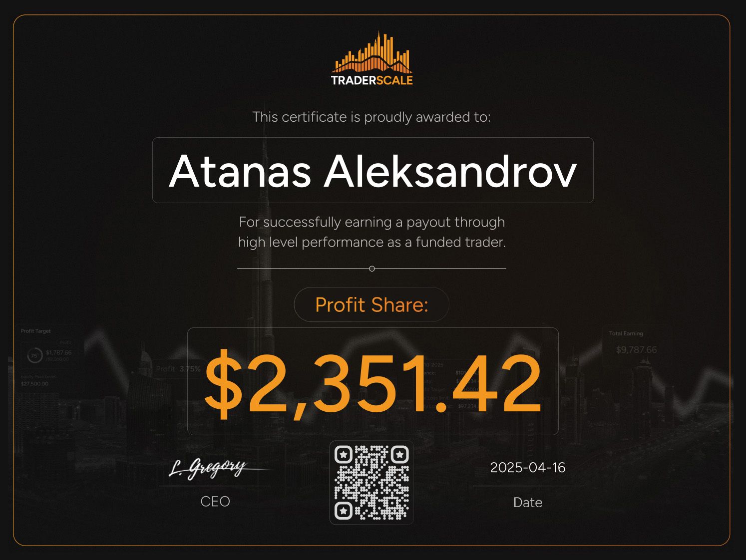 Traderscale Certificate