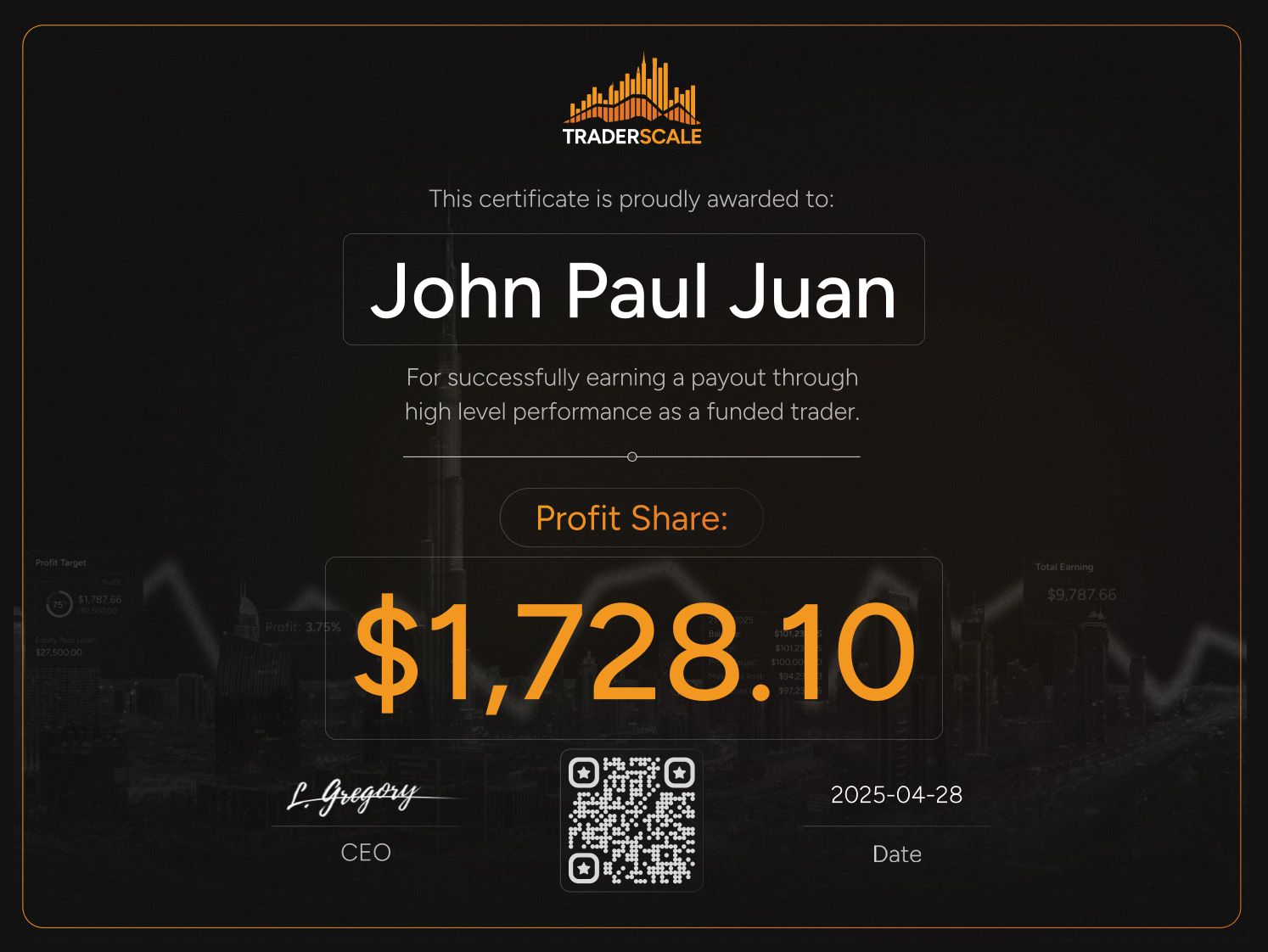 Traderscale Certificate