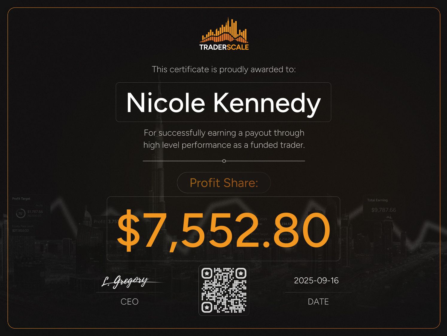 Traderscale Certificate